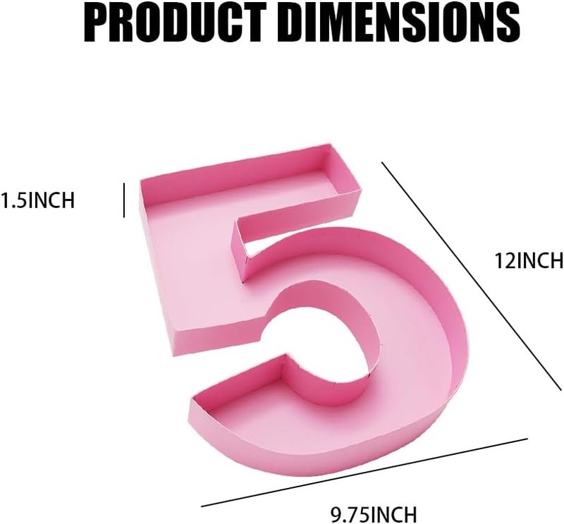 WENPACK 12inch Cardboard Number Fillable Cutouts Paper Mache for Charcuterie Sweet Food Birthday Treat (Pink, 5) - Image 3